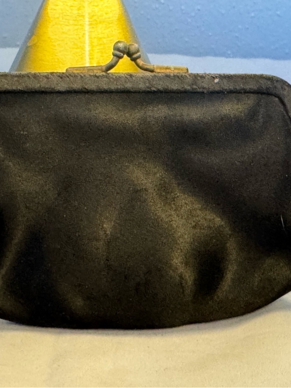 Vintage Black Satin Kiss-Lock Coin Purse